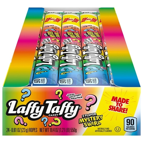 Laffy Taffy Mystery Swirl Rope Box, 0.81 Ounce, 24 Per Box, 12 Per Case